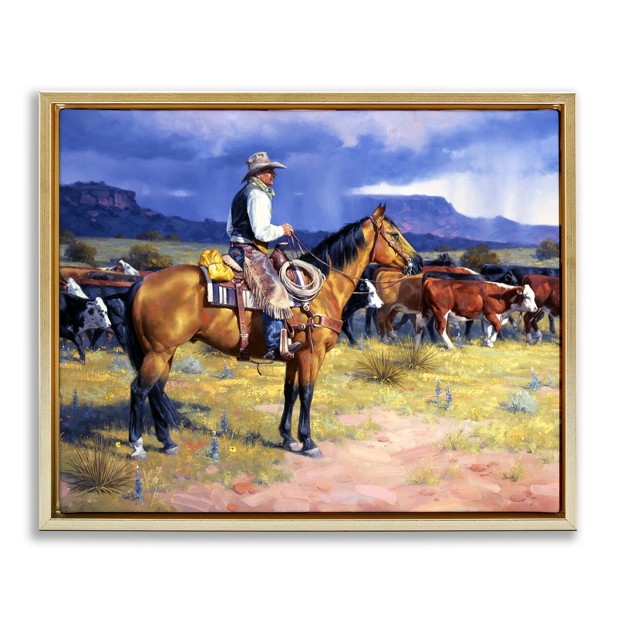 Stupell Industries Cowboy & Cattle Mountain View Floating Frame By Jack Sorenson